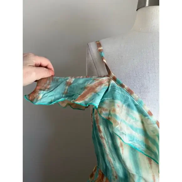 Khush Cold Shoulder Wrap Maxi Dress Boho Resort Vacation Floral L - Picture 10 of 10